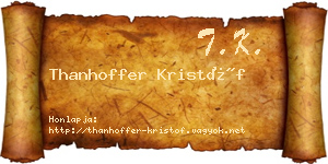 Thanhoffer Kristóf névjegykártya