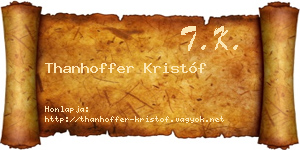 Thanhoffer Kristóf névjegykártya